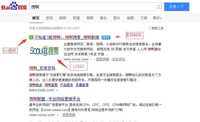 如何让百度搜索结果显示您的网站logo及官网