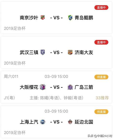 2019年中国足协杯第一轮的比赛将于今天 - 今