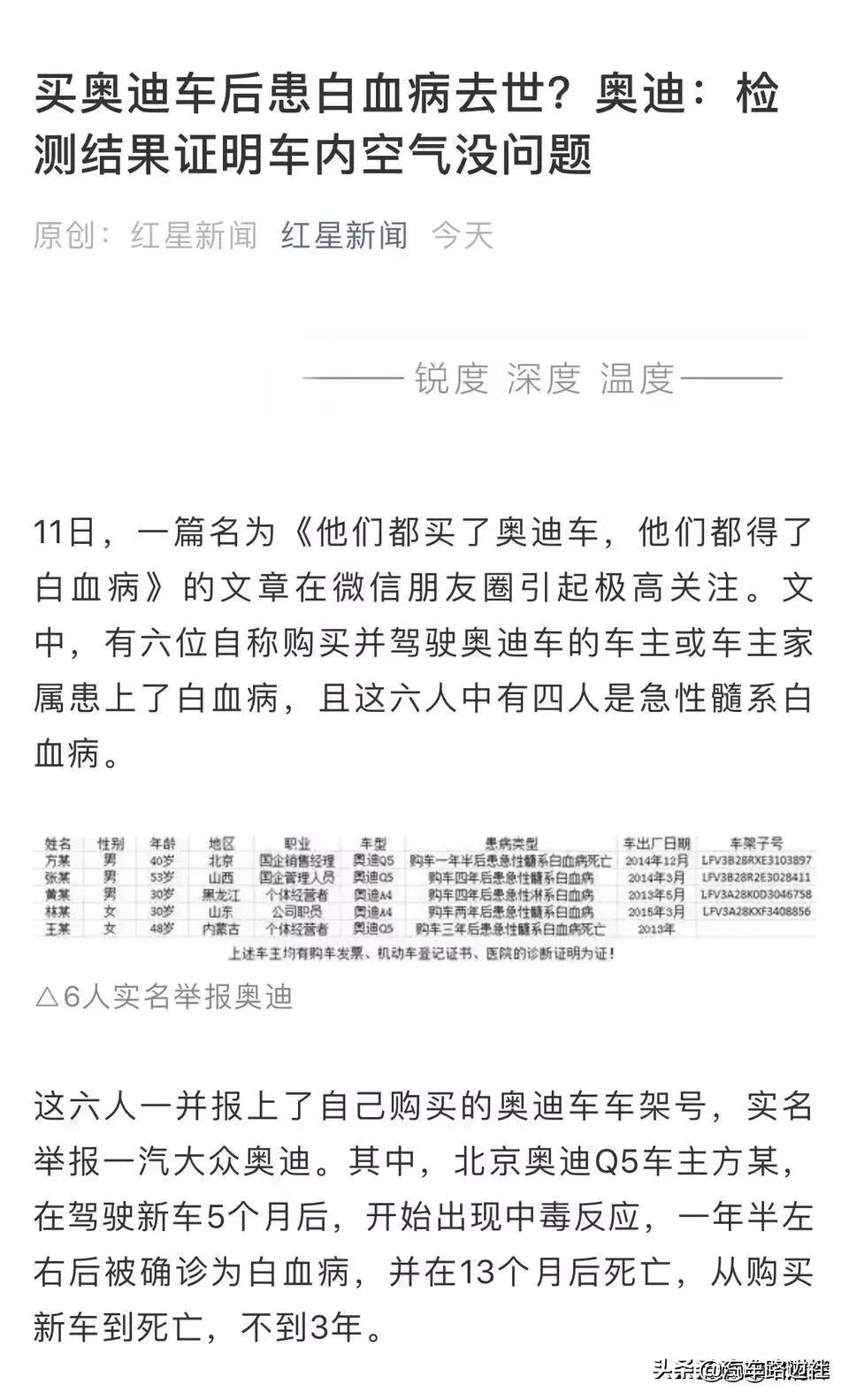 奥迪车主患白血病,维权的最大难点在于证明 - 